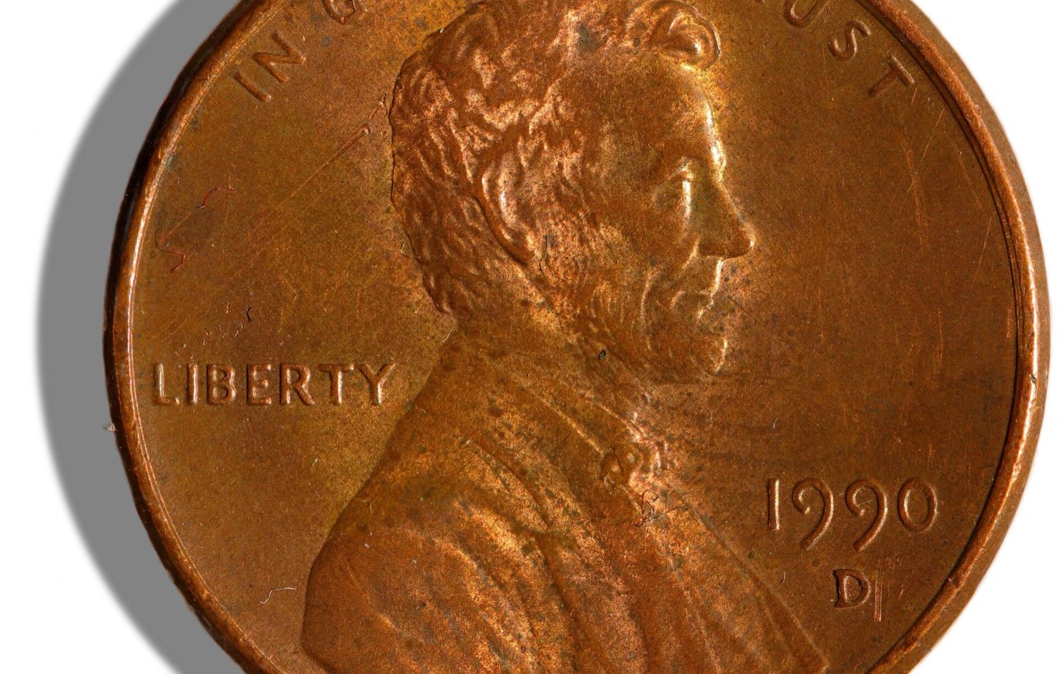 Macro photograph of a copper one-cent coin