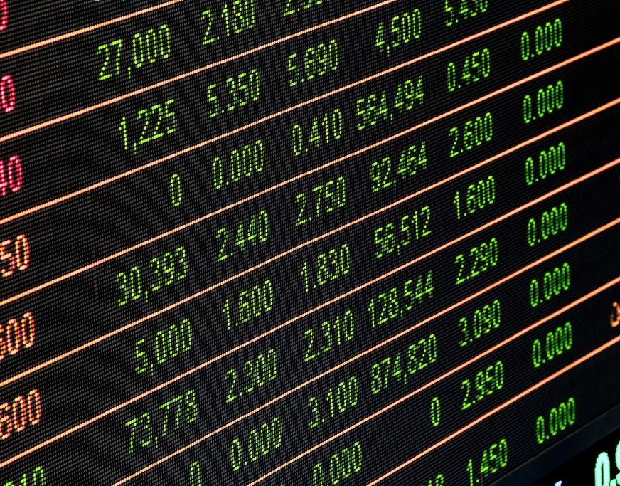 An electronic board of share prices
